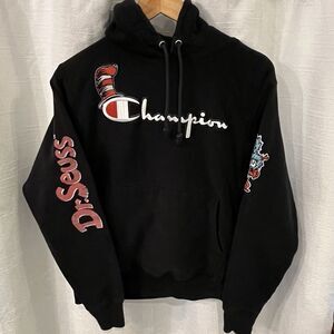 Champion Men's Dr. Seuss Cat In Hat Sweatshirt Hoodie Small‎ Black Spell Out